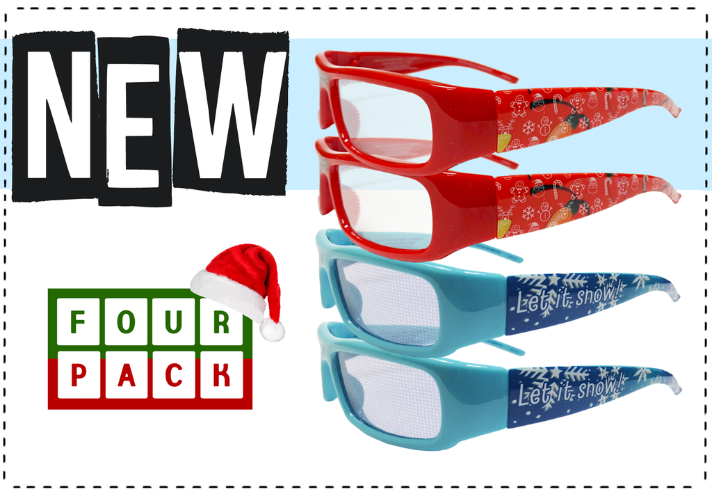 Holiday Specs Plastic 4 Pack (Mix)